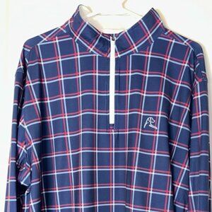 🧢 Rhoback Q-Zip Pullover – XXL – Patriotic Plaid Perfection 🇺🇸